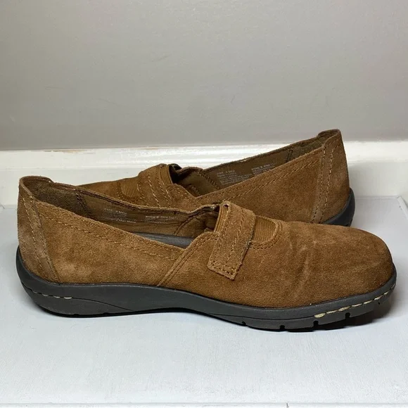 Croft & Barrow Leather Slip On Shoes Womens Size 9 Buckle Loafers Brown Suede - Picture 14 of 16